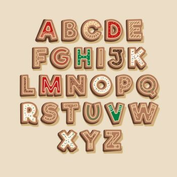 Free Vector | Gingerbread christmas alphabet pack