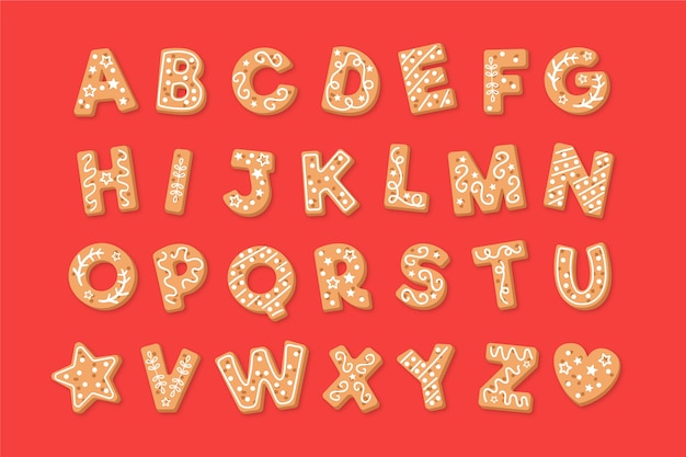 Free Vector | Gingerbread christmas alphabet