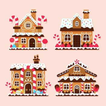 Free Vector | Gingerbread house collection in flat design