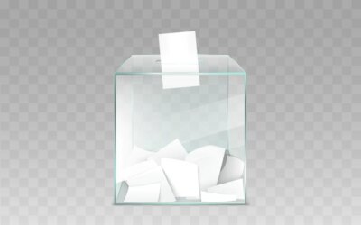 Free Vector | Glass ballot box with ballot papers vector