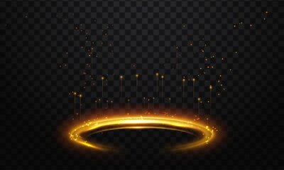 Free Vector | Gold circle of shiny particles on transparent background