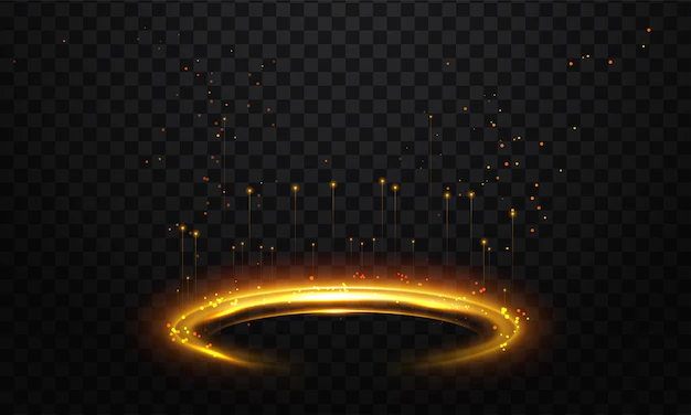Free Vector | Gold circle of shiny particles on transparent background