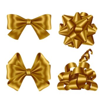 Free Vector | Gold ribbons and bows set