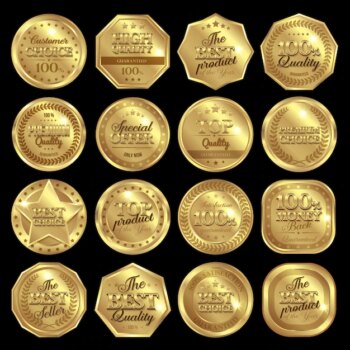Free Vector | Golden awards badge set