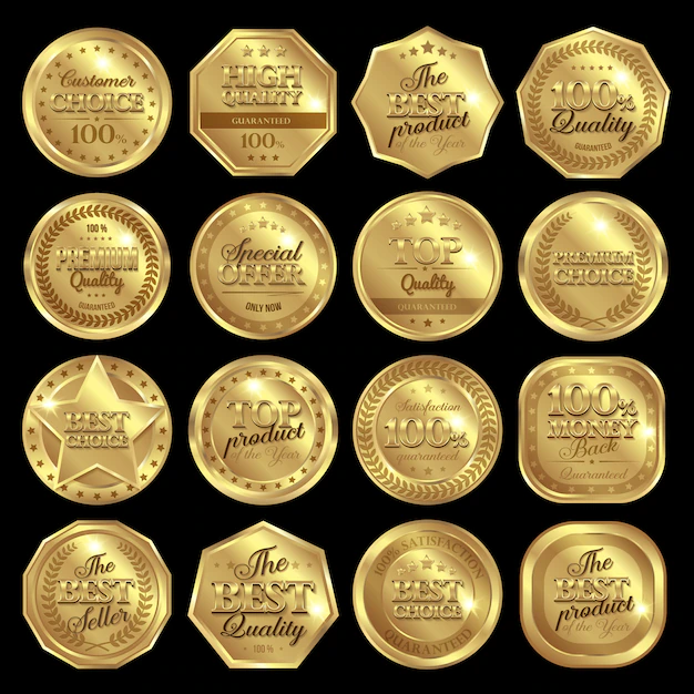 Free Vector | Golden awards badge set