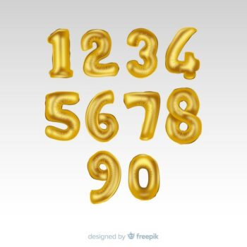 Free Vector | Golden numbers balloon set