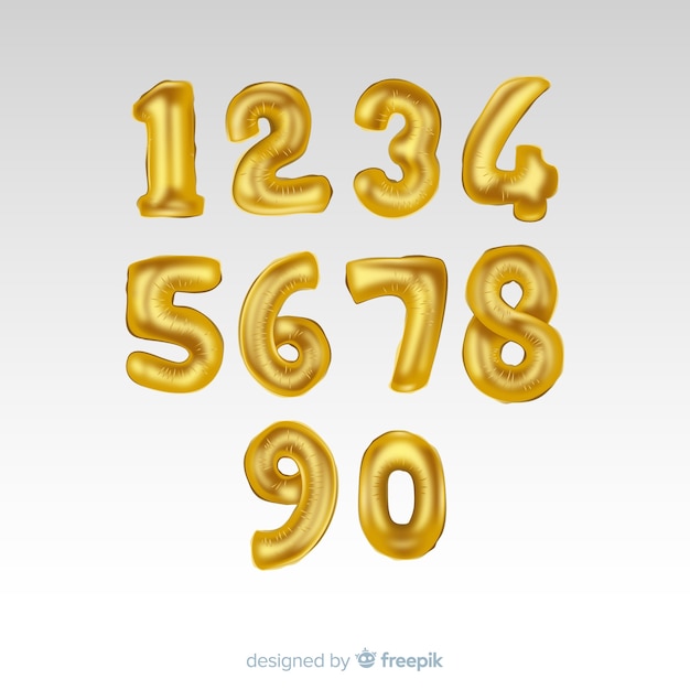Free Vector | Golden numbers balloon set