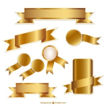Free Vector | Golden ribbons and badges collection
