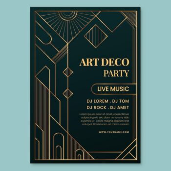 Free Vector | Gradient art deco party poster