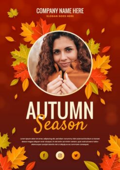 Free Vector | Gradient autumn flyer template with photo