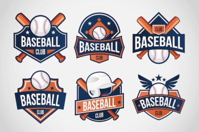 Free Vector | Gradient baseball logo set