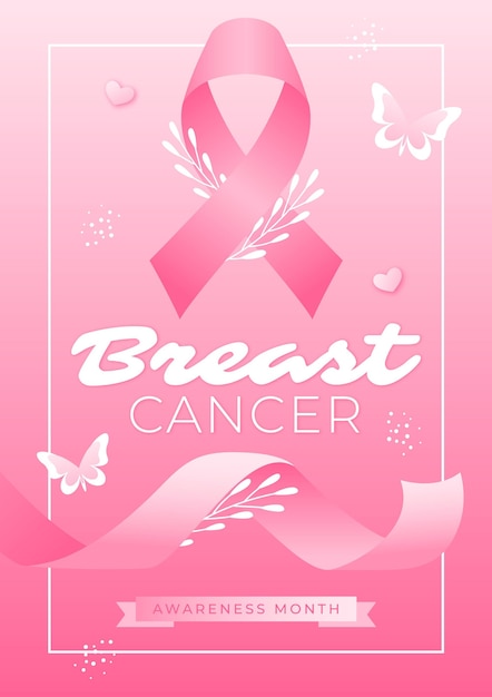 Free Vector | Gradient breast cancer awareness month vertical flyer template