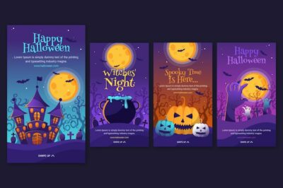 Free Vector | Gradient halloween instagram stories collection