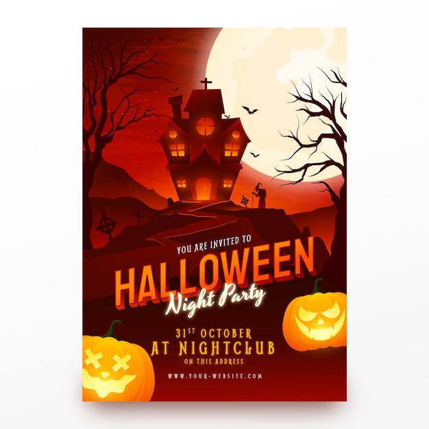 Free Vector | Gradient halloween party invitation template