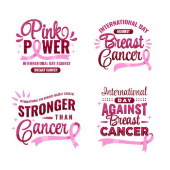 Free Vector | Gradient international day against breast cancer lettering labels collection