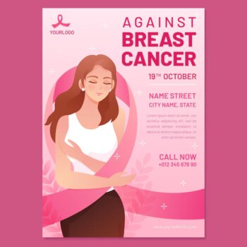 Free Vector | Gradient international day against breast cancer vertical flyer template