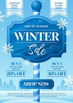 Free Vector | Gradient winter vertical sale poster template