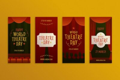 Free Vector | Gradient world theatre day instagram stories collection
