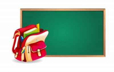 Free Vector | Green board and school bag