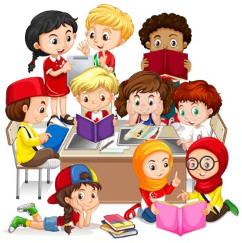 Free Vector | Group of international children learning