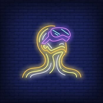 Free Vector | Guy wearing vr headset neon sign