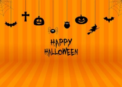 Free Vector | Halloween background with hanging decorations