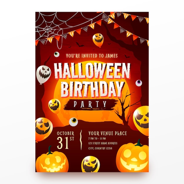 Free Vector | Halloween celebration invitation template