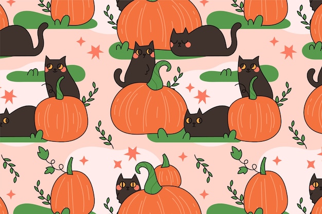 Free Vector | Halloween celebration pastel pattern background