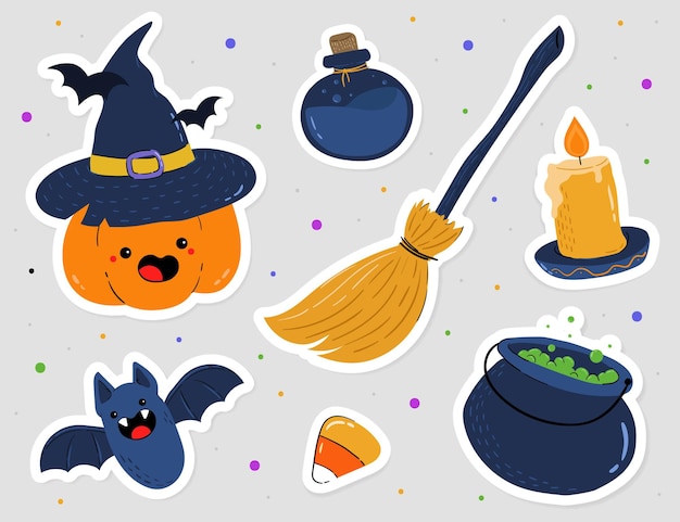 Free Vector | Halloween element sticker set