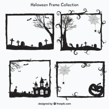 Free Vector | Halloween frames pack