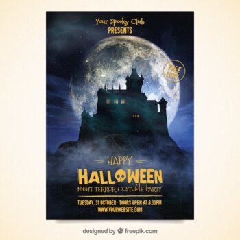 Free Vector | Halloween party poster