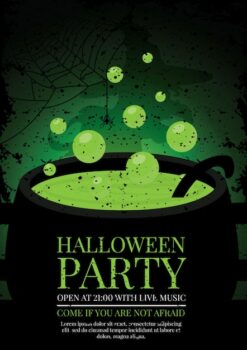 Free Vector | Halloween poster with witch cauldron
