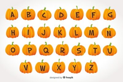 Free Vector | Halloween pumpkin alphabet on gradient background