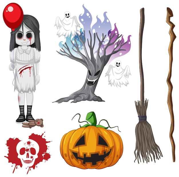 Free Vector | Halloween theme with zombie and pumpkin