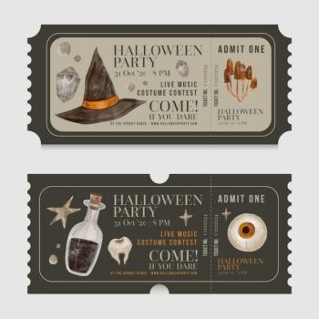 Free Vector | Halloween ticket collection template