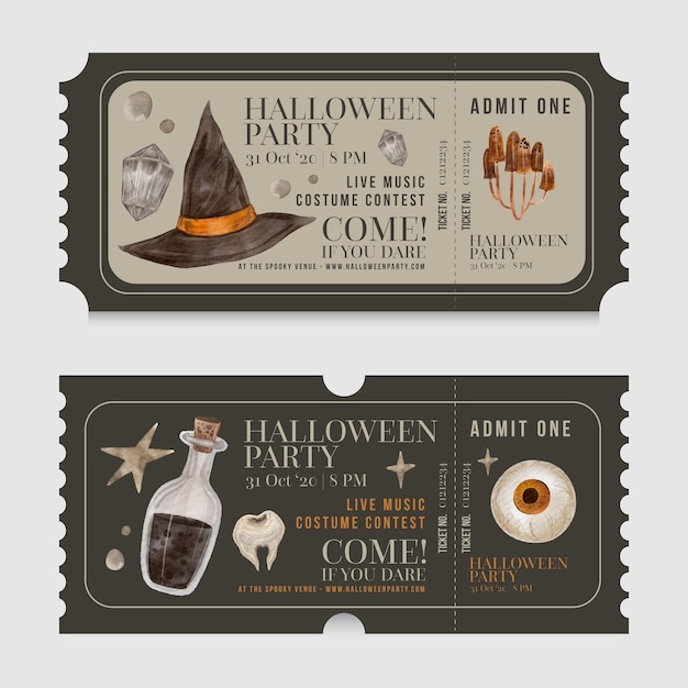 Free Vector | Halloween ticket collection template