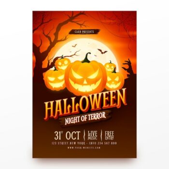 Free Vector | Halloween vertical poster template