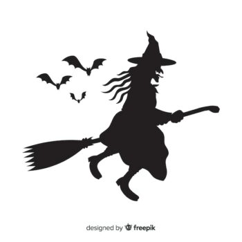 Free Vector | Halloween witch silhuette