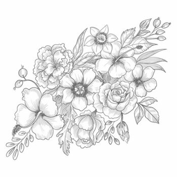 Free Vector | Hand draw decorative wedding floral sketch