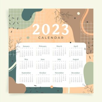 Free Vector | Hand drawn annual calendar template