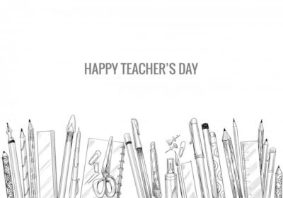 Free Vector | Hand drawn art sketch with world teachers' day composition