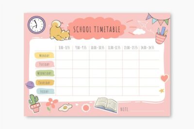 Free Vector | Hand drawn back to school timetable template