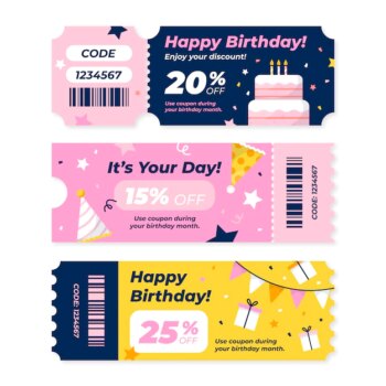 Free Vector | Hand drawn birthday sale coupon template