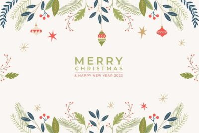 Free Vector | Hand drawn christmas background with florals and ornaments