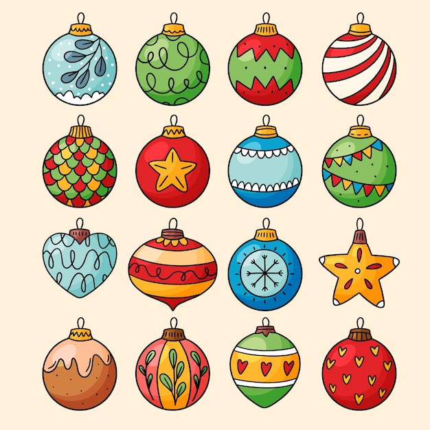 Free Vector | Hand drawn christmas ball ornaments collection