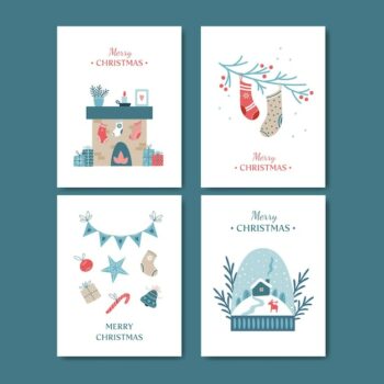 Free Vector | Hand drawn christmas cards