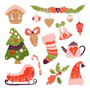 Free Vector | Hand drawn christmas elements collection