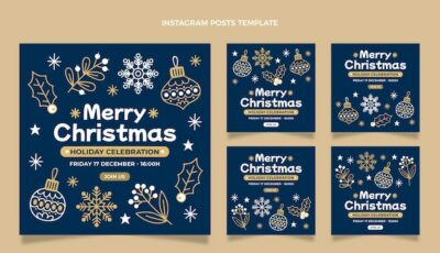 Free Vector | Hand drawn christmas instagram posts collection