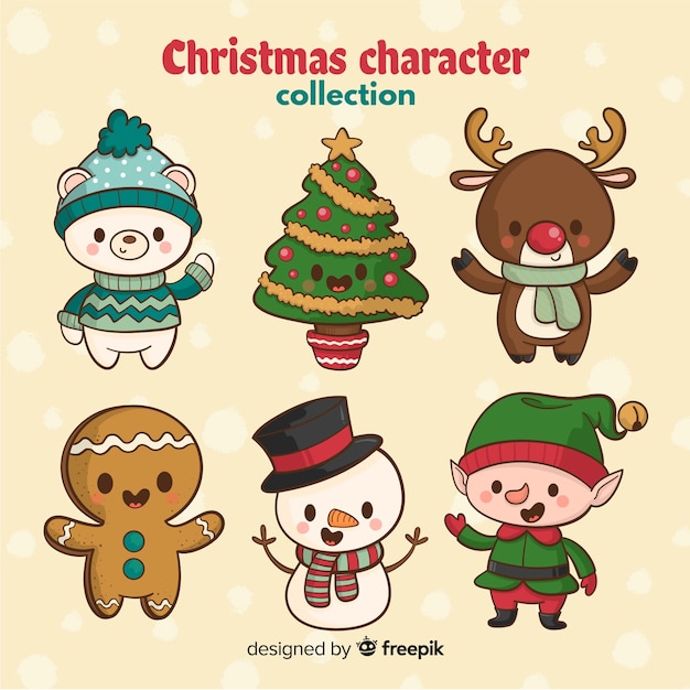 Free Vector | Hand drawn cute christmas character