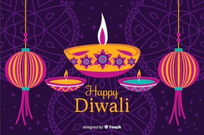 Free Vector | Hand drawn diwali background with candles